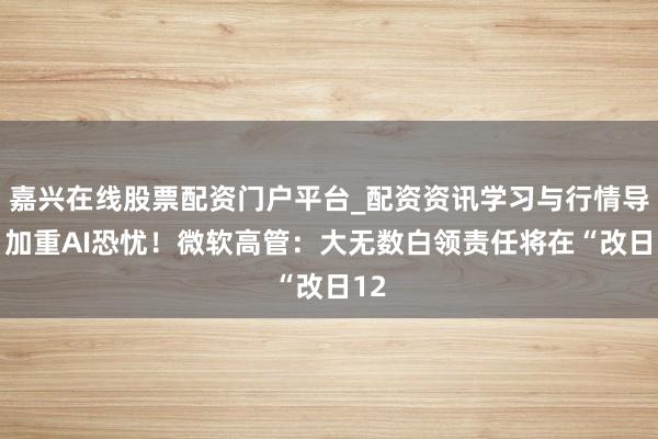 嘉兴在线股票配资门户平台_配资资讯学习与行情导航 加重AI恐忧！微软高管：大无数白领责任将在“改日12