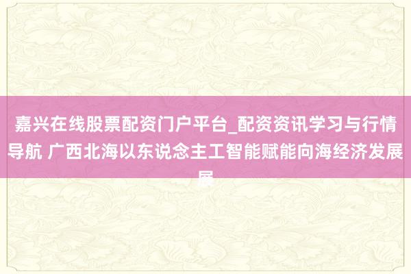 嘉兴在线股票配资门户平台_配资资讯学习与行情导航 广西北海以东说念主工智能赋能向海经济发展