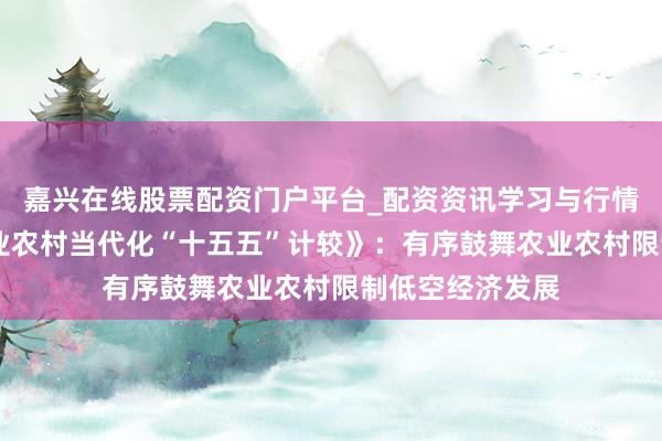 嘉兴在线股票配资门户平台_配资资讯学习与行情导航 《加速农业农村当代化“十五五”计较》：有序鼓舞农业农村限制低空经济发展