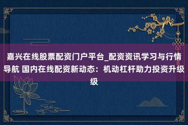 嘉兴在线股票配资门户平台_配资资讯学习与行情导航 国内在线配资新动态：机动杠杆助力投资升级